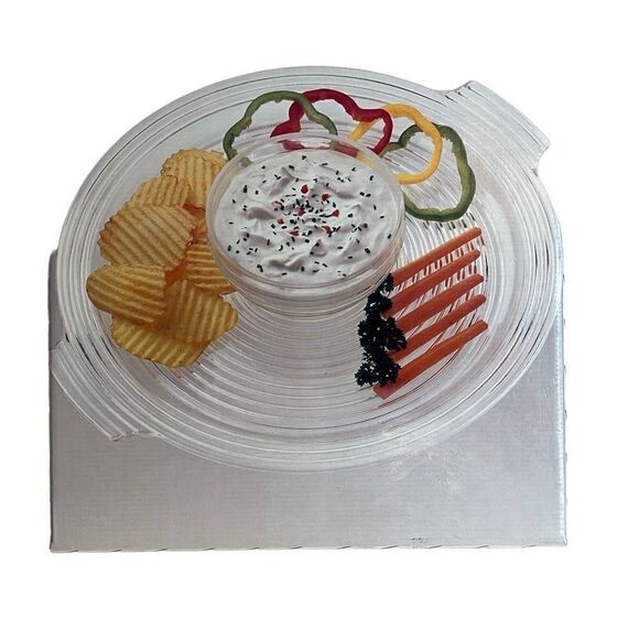 Vintage Majestic Images Chip & Dip Set Pink Lucite New - Picture 4 of 13